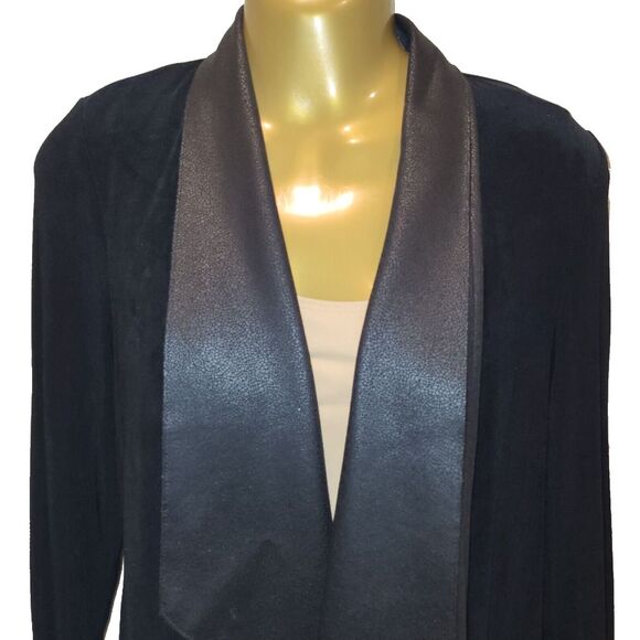 Vintage Chico's Travelers X-Small Black Short Jacket Tuxedo Style 3/4 Sleeve - Picture 5 of 8